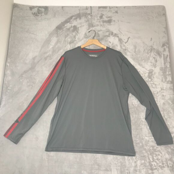Gerry Shirt Men XL Grey Red Crew Outdoor Casual Stretch Base Layer Logo Adult - Picture 1 of 10